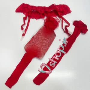 جوراب قرمز به همراه گارتر و بند جوراب